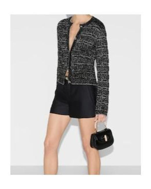 Gucci Black Lamé Check Jacquard Cardigan