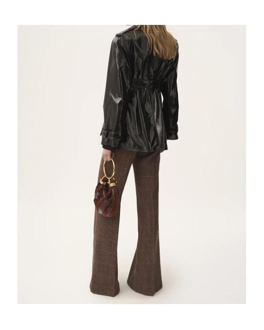 Chloé Black Chloé Belted Shiny Coated Jacket