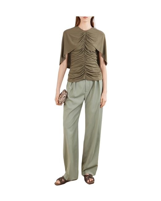 Kallmeyer Green Cape-Effect Gathered Jersey Top