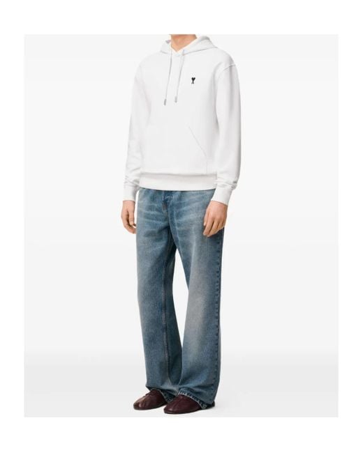 AMI White Contrasted "Ami De Coeur" Hoodie for men