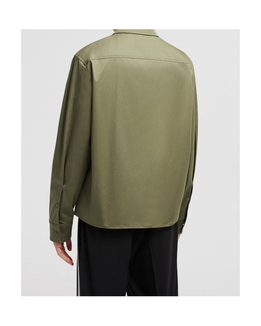 Moncler Green Cotton Gabardine Zip-Up Shirt Jacket for men