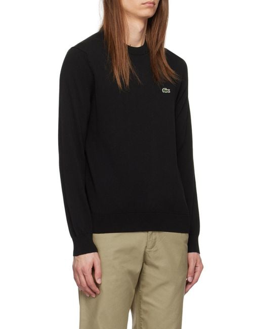 Lacoste Black Logo Patch Crewneck Knitted Jumper for men