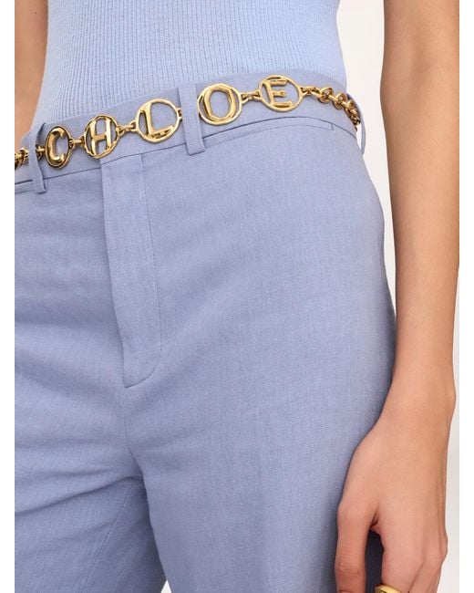 Chloé Blue Chloé High-Waisted Flared Pants