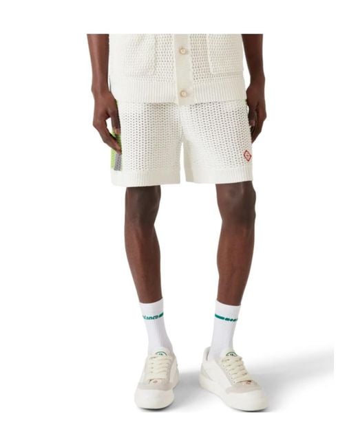 Casablanca Green Stripe Crochet Shorts for men