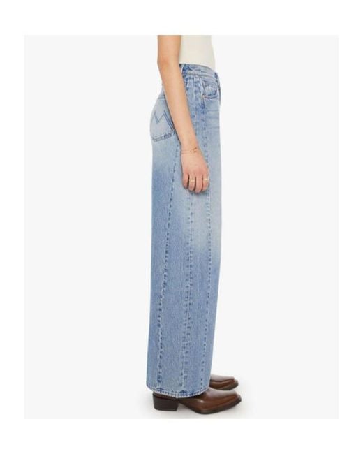 Mother Blue Panelled Cotton Jeans