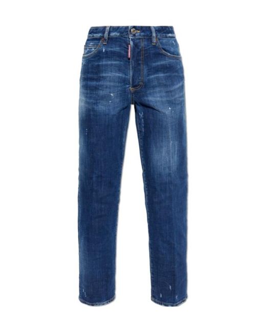 DSquared² Blue Distressed Logo Patch Jeans