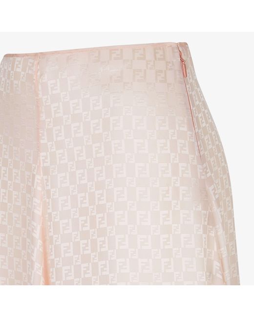 Fendi Pink Ff Printed Flared Midi Skirt
