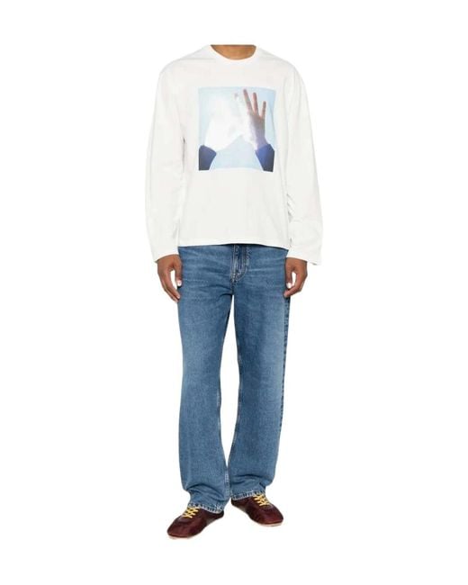 Jil Sander Blue Photograph-Print Long-Sleeve T-Shirt for men