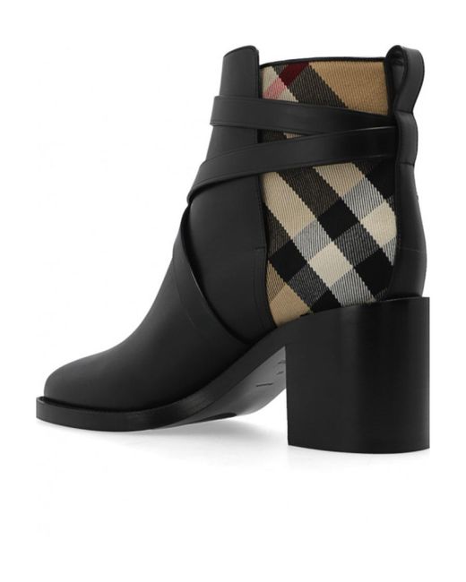 Burberry Black House Check Round-Toe Boots