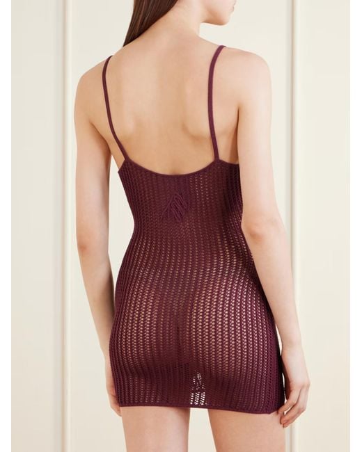 The Attico Red Crochet Cotton-Blend Mini Dress