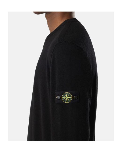 Stone Island Black Long-Sleeve Crew-Neck Sweater for men