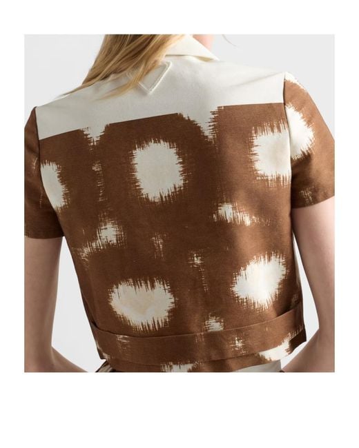 Prada Brown Pattern-Printed Short-Sleeved Shirt