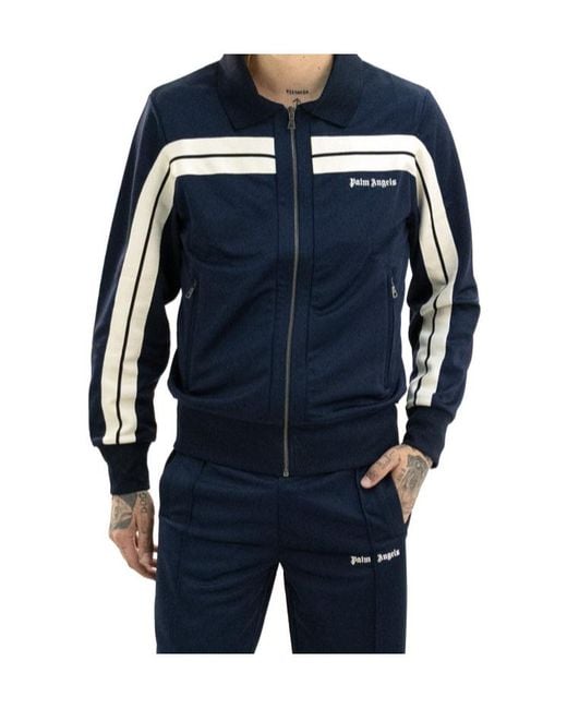 Palm Angels Blue High-Collar Jacket for men