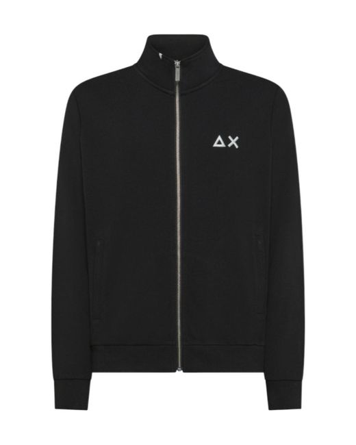 Sun 68 Black Zip-Through Logo Sweatshirt for men