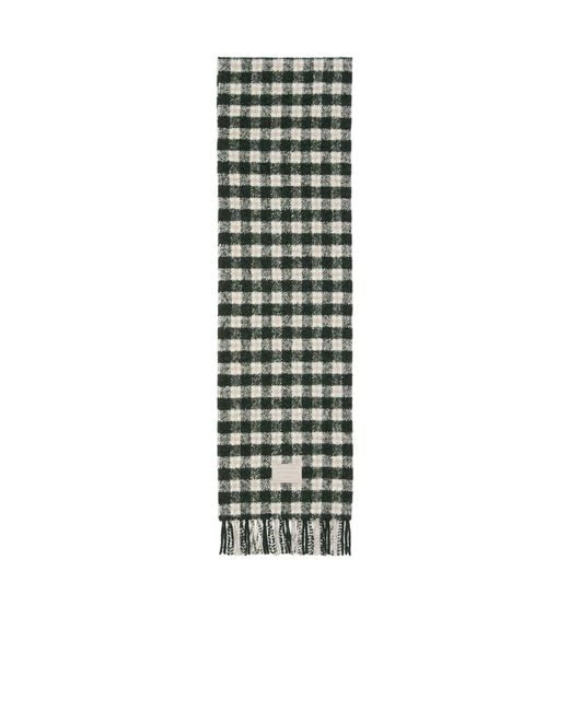 Acne White Checked Fringed Scarf