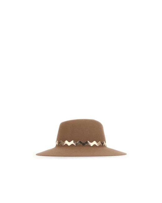 Maison Michel Brown Virginie Felt Fedora Hat