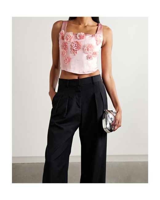 LoveShackFancy Pink Lorelai Cropped Bustier Top