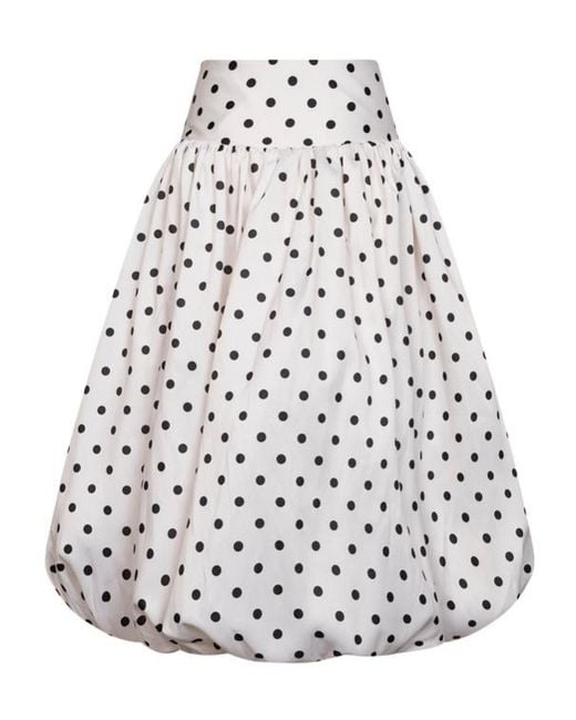 Self-Portrait White Polka-Dot Skirt