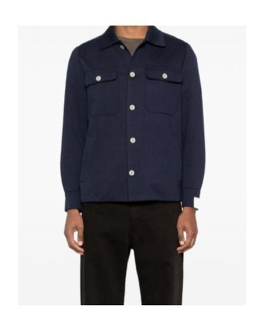 Eleventy Blue Pocket Button Shirt for men