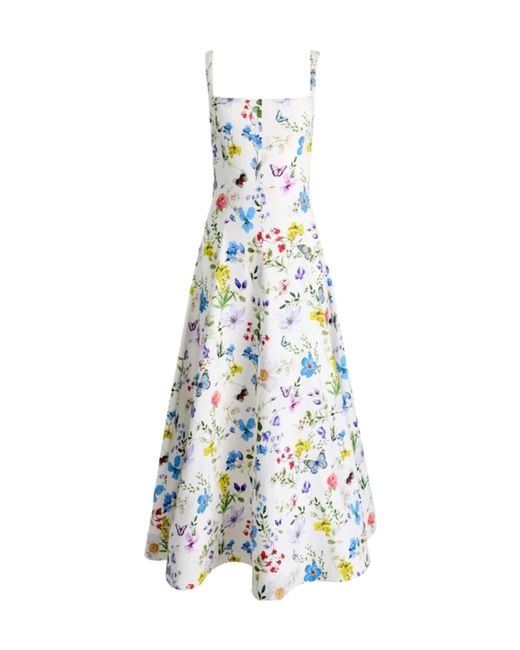 Alice + Olivia Blue Polly Flared Midi Dress