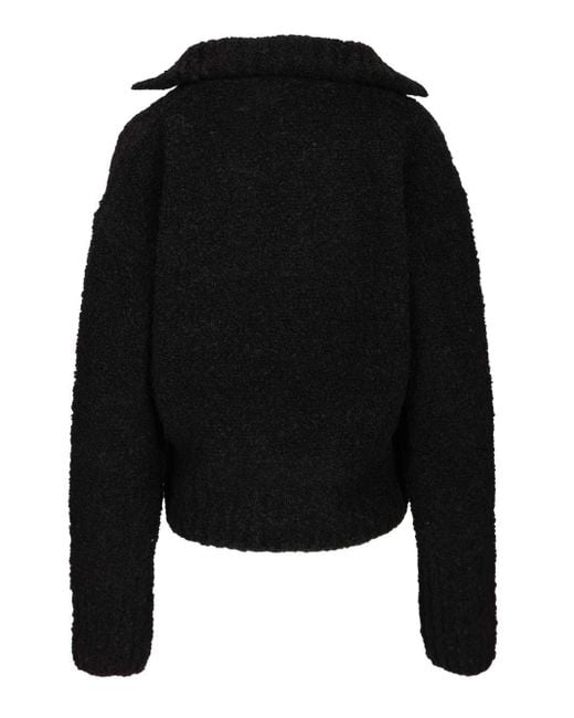 Barena Black Bouclé V-Neck Jumper