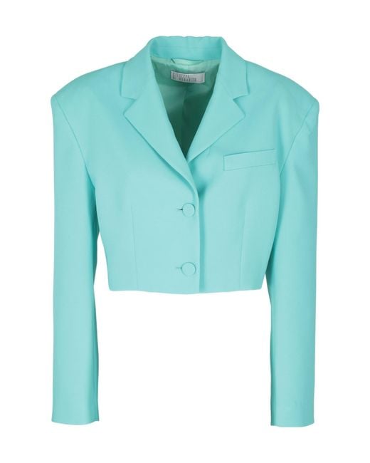 GIUSEPPE DI MORABITO Blue Notched-Collar Cropped Blazer