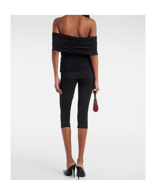 Magda Butrym Black Off-Shoulder Cropped Jersey Blouse