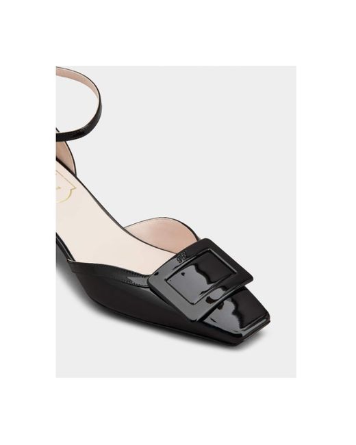 Roger Vivier Black Belle Vivier Ankle Strap Lacquered Buckle Pumps