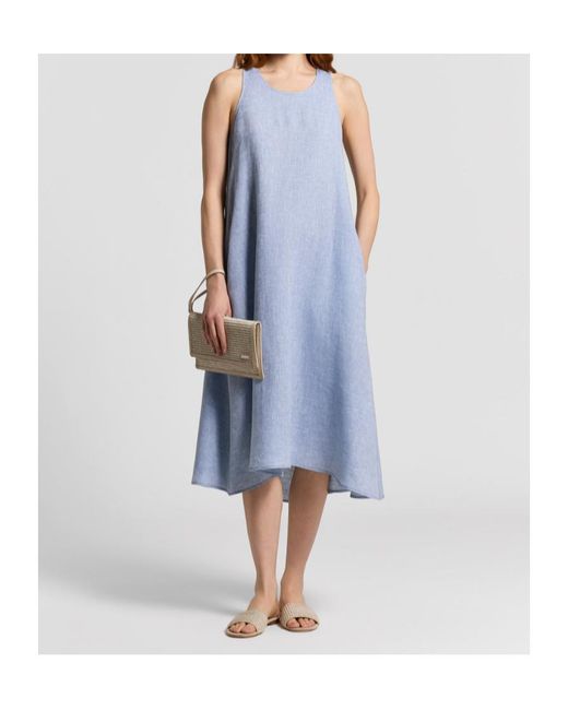 Peserico Blue A-Line Sleeveless Midi Dress