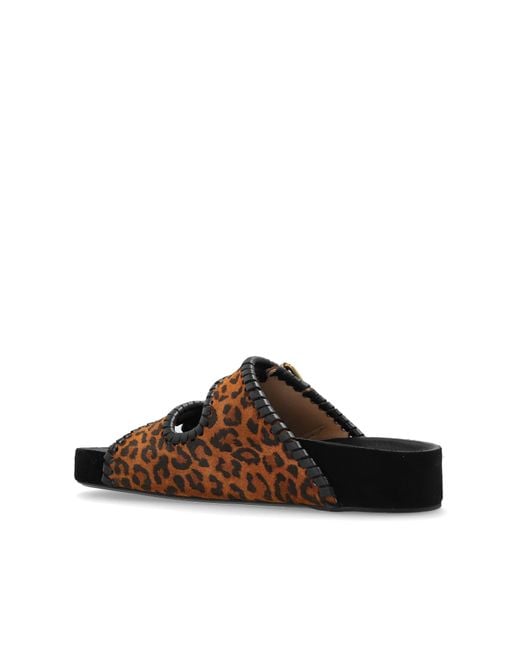 Isabel Marant Black Lennyo Leopard-Print Sandals