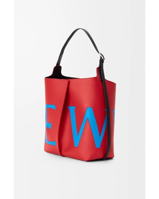 Loewe Red Large Bilbao Logo-Print Bucket Bag