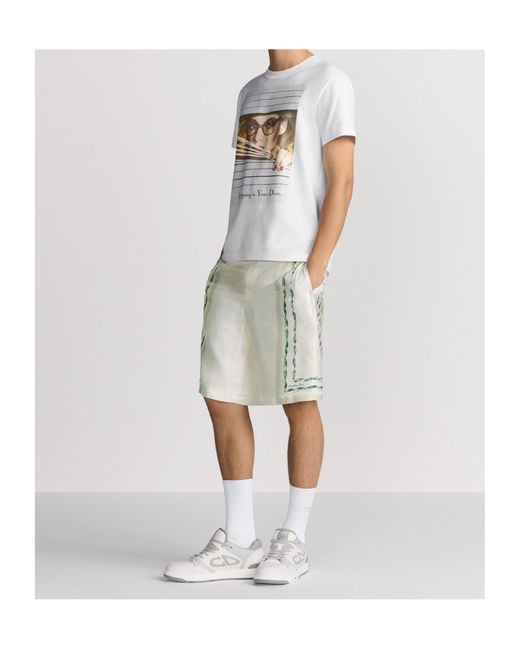 Dior White Christian Couture Lily Of The Valley Bermuda Shorts for men