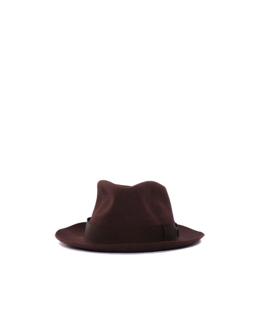 Borsalino Brown Felted Fedora Hat for men