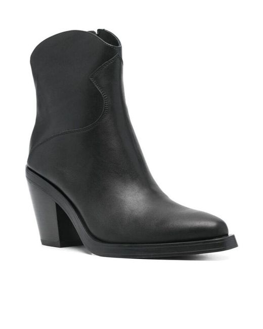Ash Black Thick Heeled Short Boots