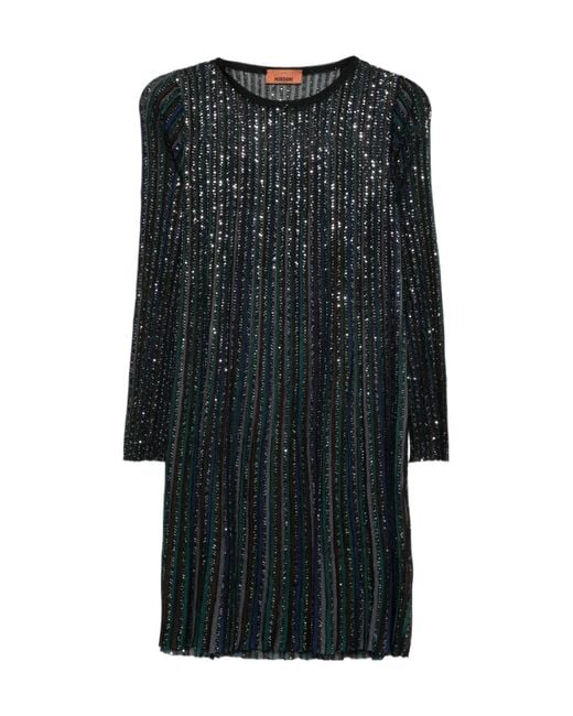 Missoni Black Lurex Long-Sleeved Short Dress