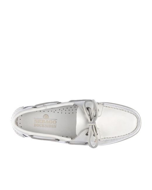 Sebago White Docksides Portland Lace-Up Boat Shoes for men