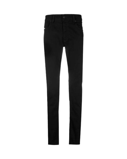 DIESEL Black Logo Patch Slim-Fit Jeans for men
