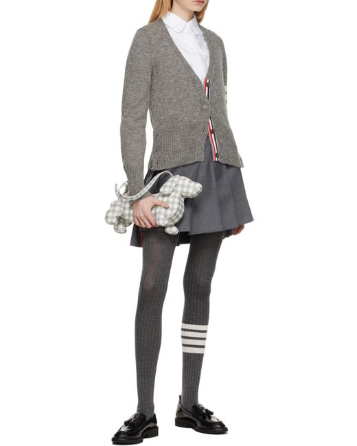 Thom Browne Gray 4 Bar Striped Pleated Mini Skirt