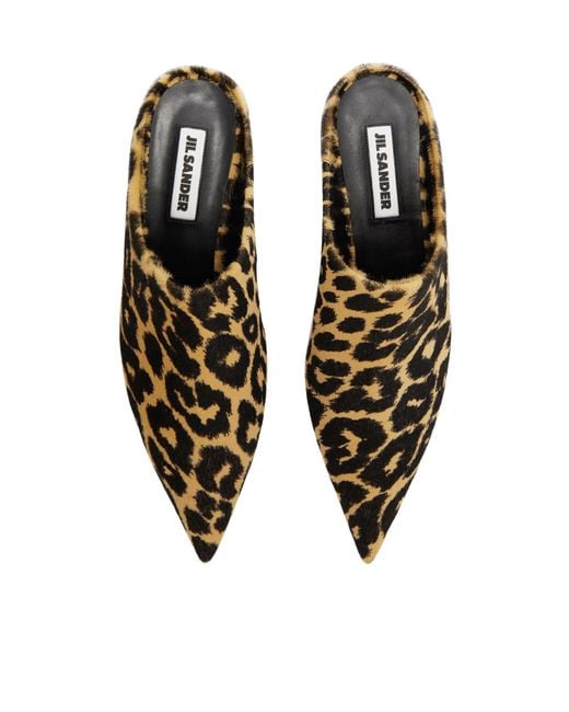Jil Sander Brown Leopard-Printed Pointed Toe Mules