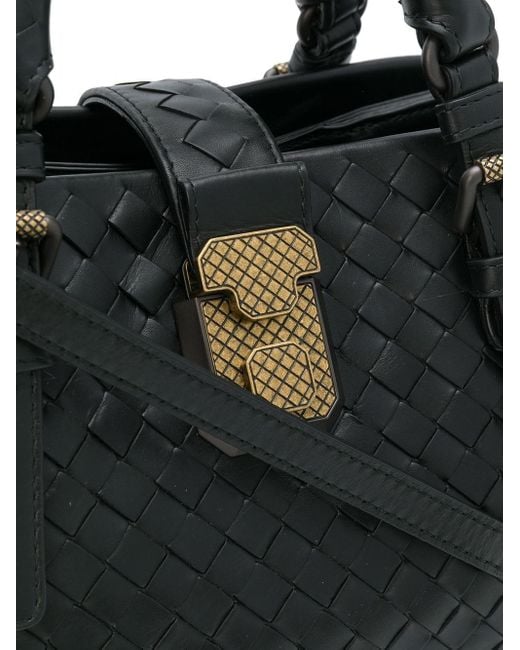 Bottega Veneta Black Nero Intrecciato Calf Mini Roma Bag