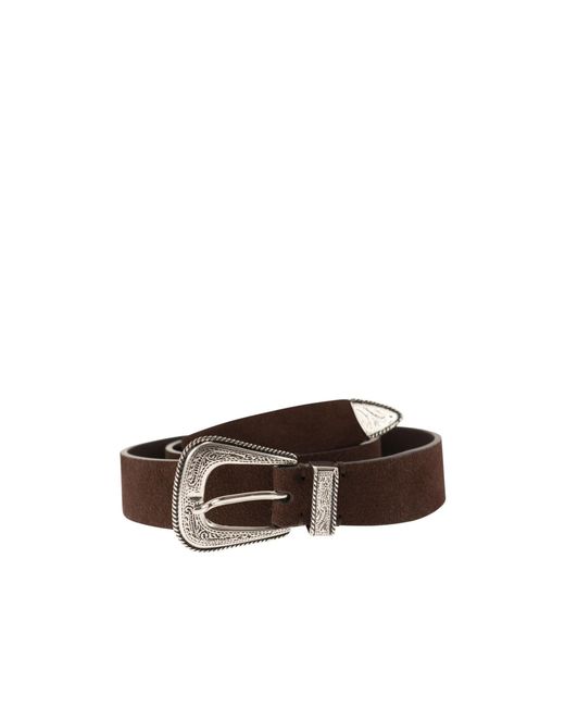 Brunello Cucinelli Brown Reversed Leather Belt With Tip for men