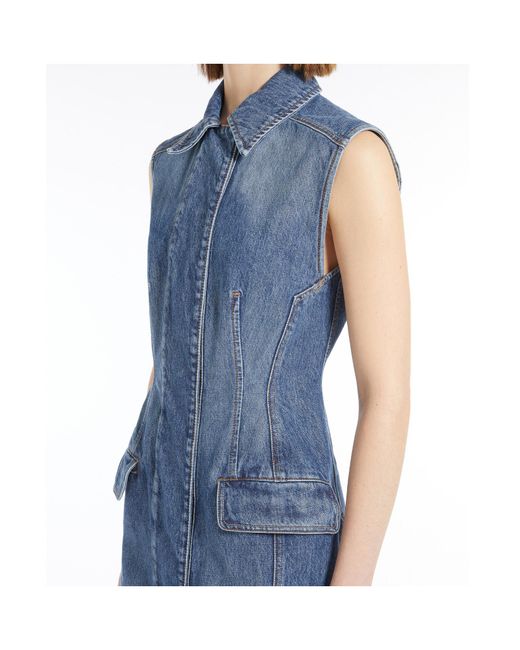 Sportmax Blue Carabo Sleeveless Denim Mini Dress