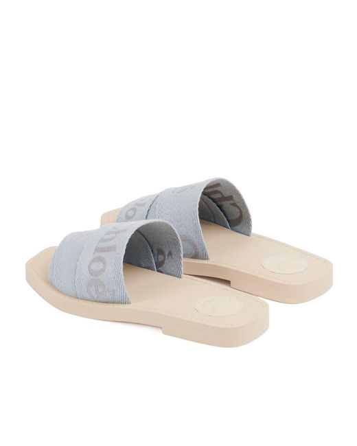 Chloé White Chloé Woody Open Toe Slip-On Slides