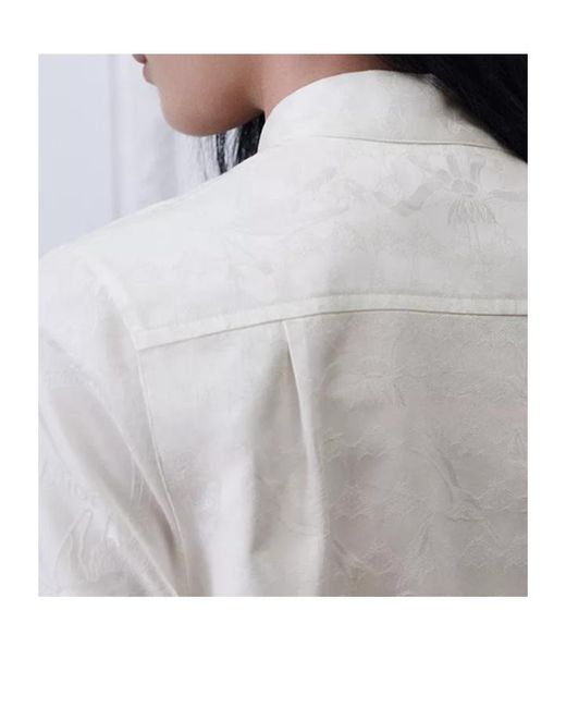Dior White Qixi Short Flared Dress With Bow Collar