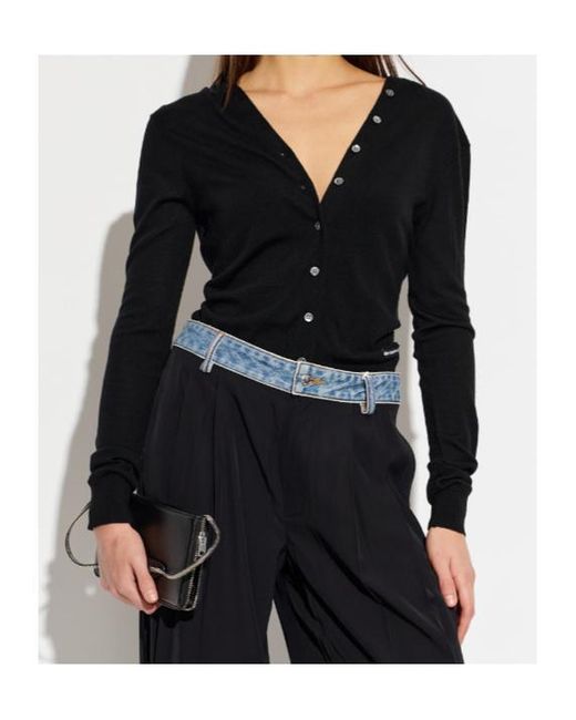 Alexander Wang Black Button-Up V-Neck Cardigan