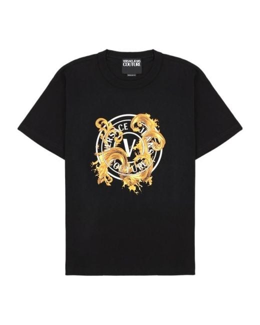 Versace Black Jeans Couture Baroque Logo T-Shirt for men