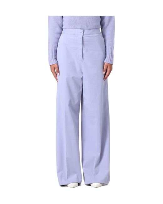 Fabiana Filippi Blue Concealed Front Opening And Closing Casual Pants