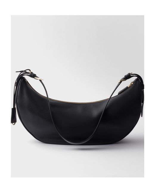 Prada Blue Triangle-Logo Demi-Lune Shoulder Bag