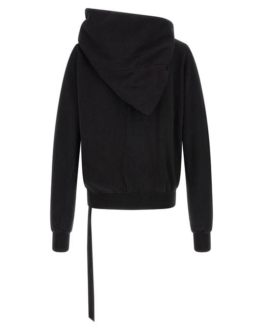 Rick Owens Black Mountain Asymmetric Zip Hoodie for men