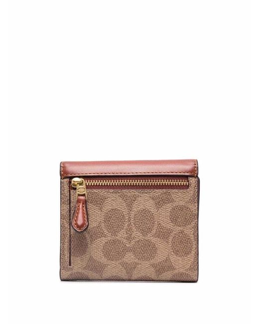 COACH Red Wyn Logo Plaque Small Wallet